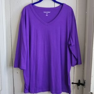 Purple Three-Quarter Sleeve V-Neck Top size 18-20